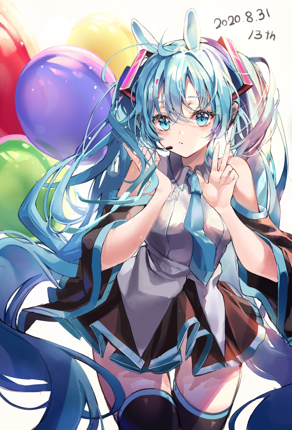 lujang (fudge) vocaloid hatsune miku animal ears bunny ears headphones